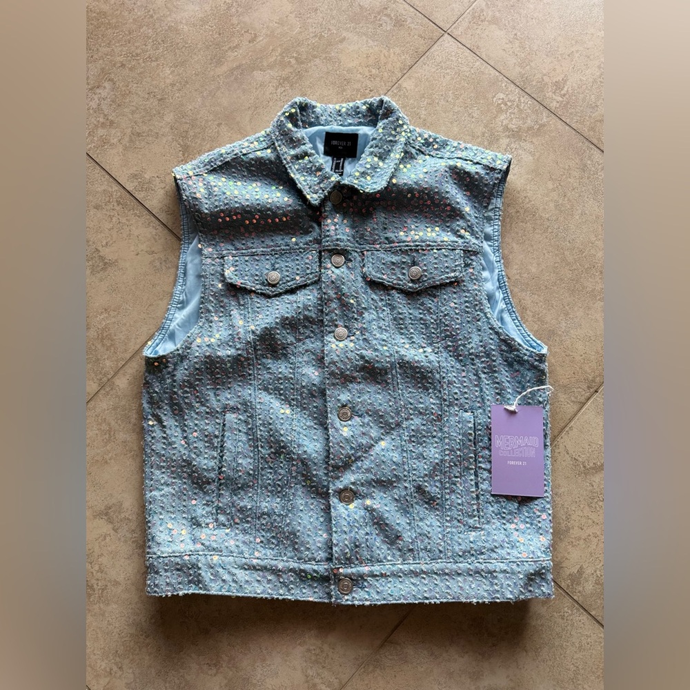 Forever 21 Light Blue Denim Vest